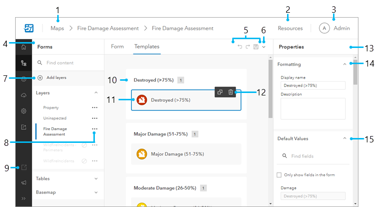 Forms page showing feature templates.